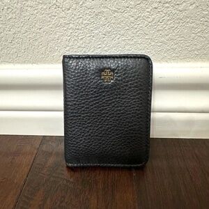 Tory Burch Black Leather Card Holder Bifold Wallet